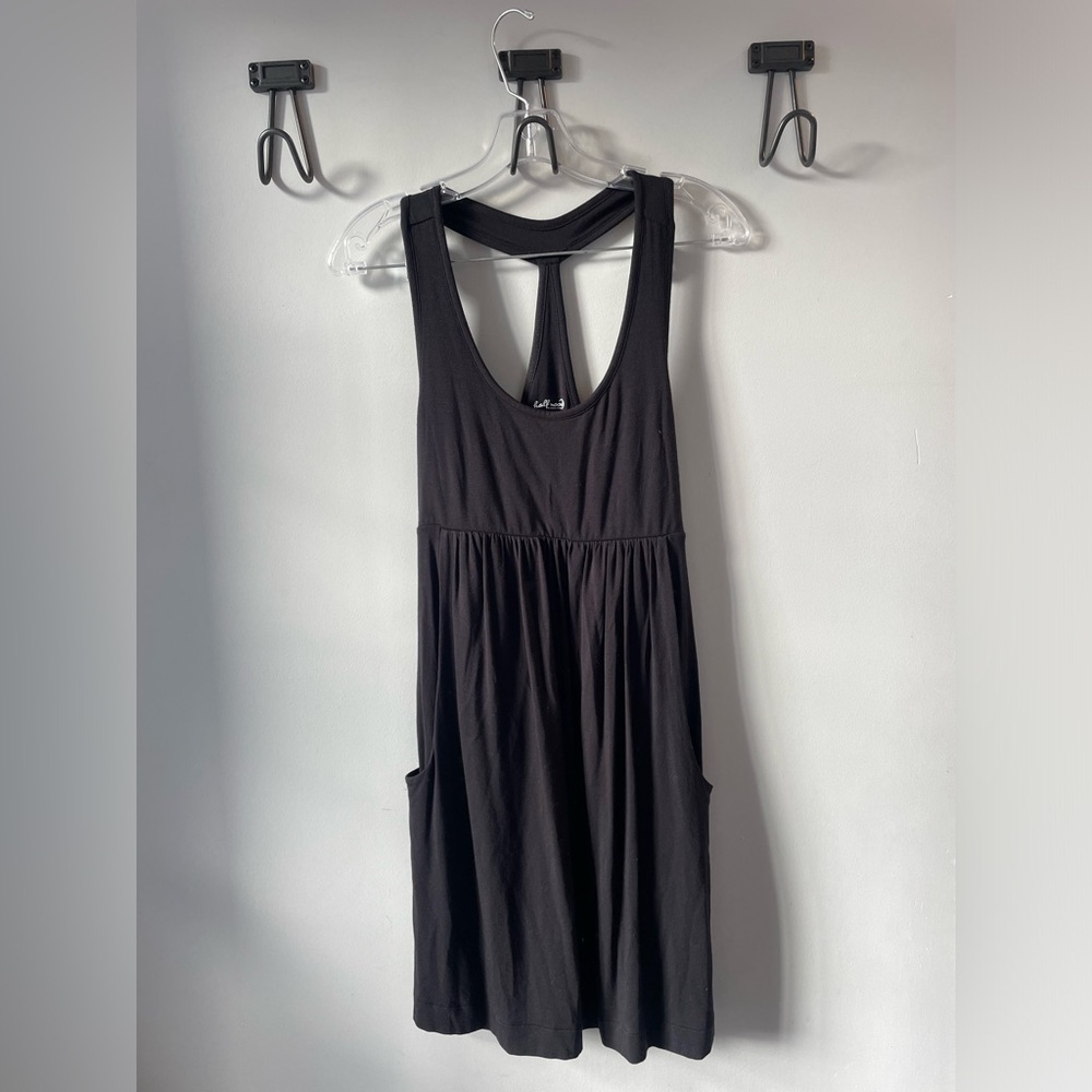 Half Moon, black soft racerback mini dress with pockets, black, women’s small